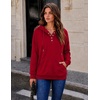 image:imageZeagoo Hoodies for Women Casual Button Collar Drawstring Long Sleeve Hooded Sweatshirt Pullover Tops for Fall Winter 2026Red