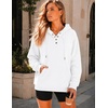 image:imageZeagoo Hoodies for Women Casual Button Collar Drawstring Long Sleeve Hooded Sweatshirt Pullover Tops for Fall Winter 2026White
