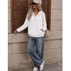 image:imageZeagoo Hoodies for Women Casual Button Collar Drawstring Long Sleeve Hooded Sweatshirt Pullover Tops for Fall Winter 2026White
