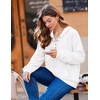 image:imageZeagoo Hoodies for Women Casual Button Collar Drawstring Long Sleeve Hooded Sweatshirt Pullover Tops for Fall Winter 2026White