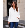 image:imageZeagoo Hoodies for Women Casual Button Collar Drawstring Long Sleeve Hooded Sweatshirt Pullover Tops for Fall Winter 2026White