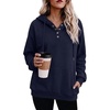 image:imageZeagoo Hoodies for Women Casual Button Collar Drawstring Long Sleeve Hooded Sweatshirt Pullover Tops for Fall Winter 2026Navy